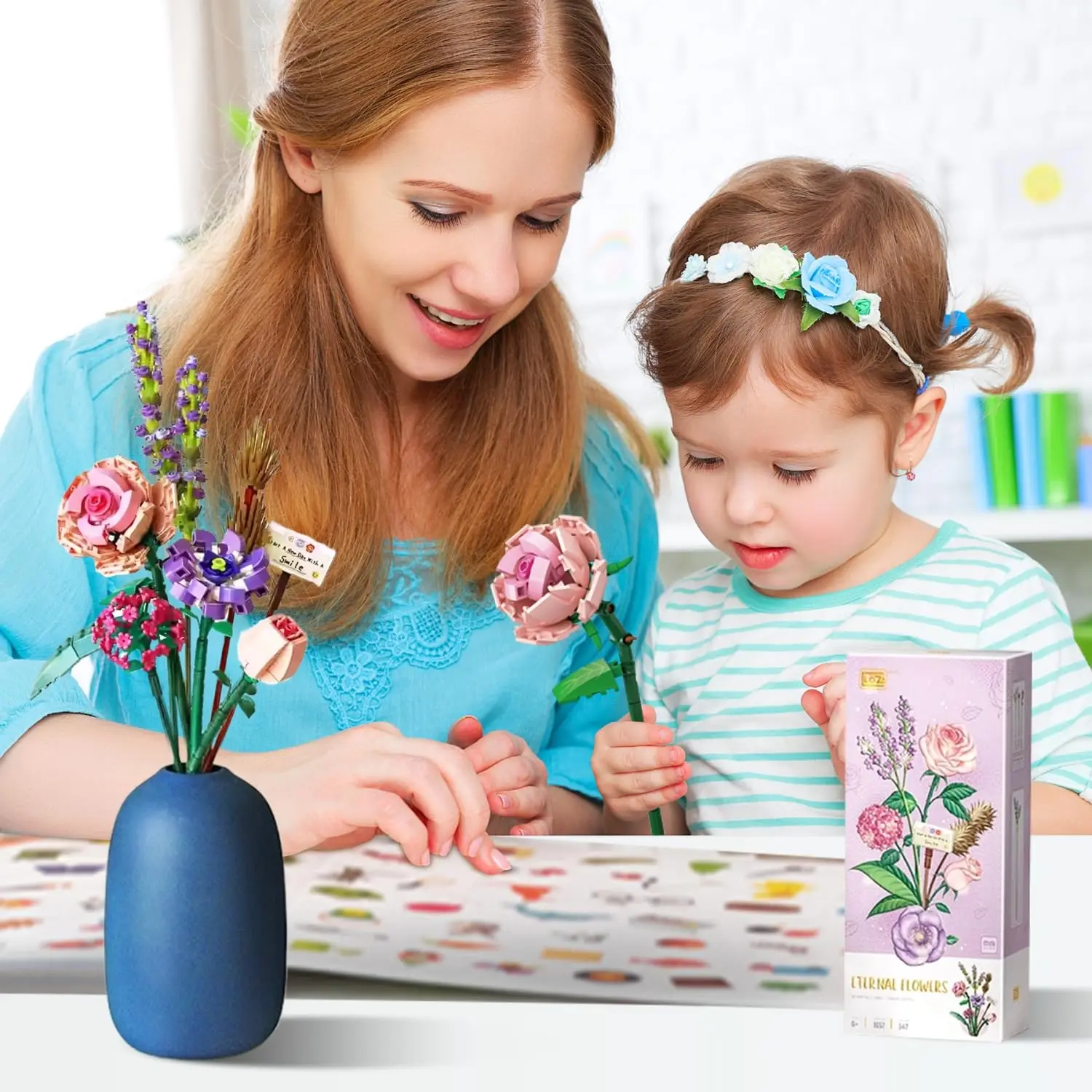Mini Block Kids Building Toys Bricks Flowers Puzzle Pot Plants Girls Gift Home Decor (1657-1659(With Box)) image 5