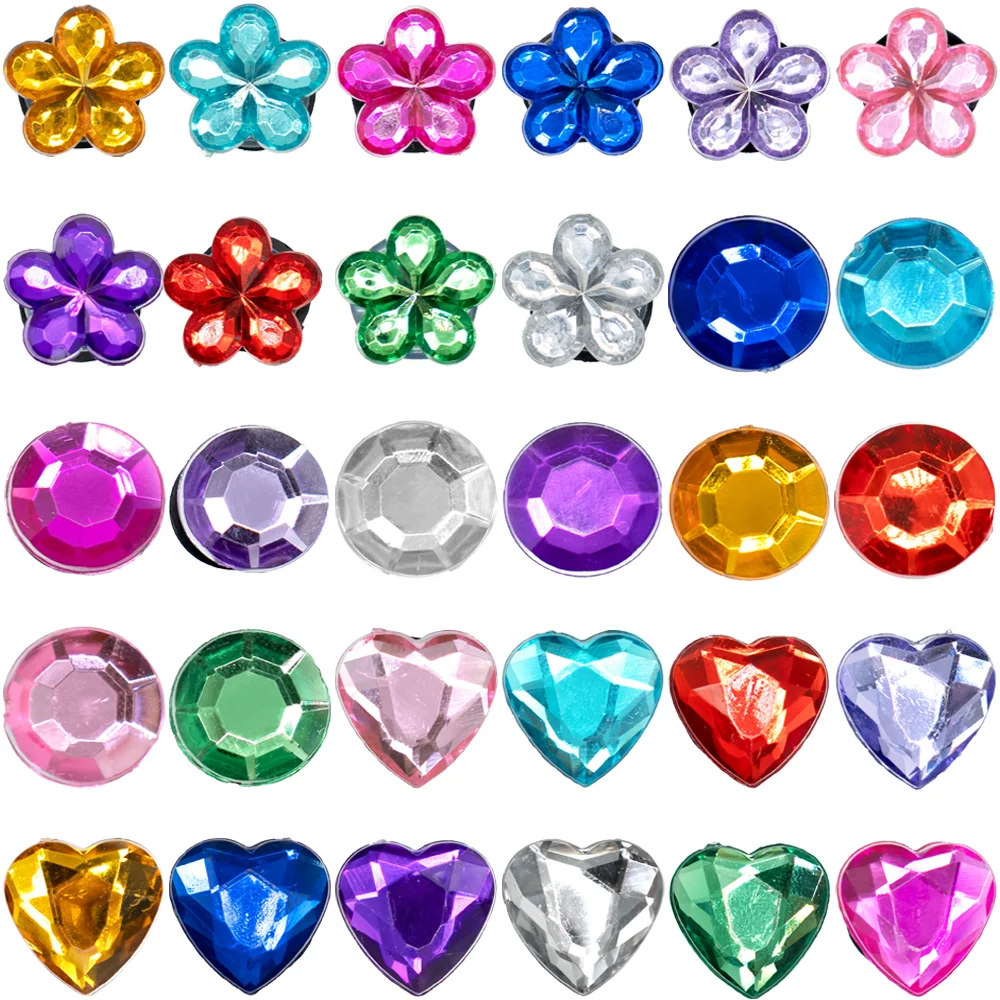 1/30PCS Crystal Shoe Charms Decoration,Pink Purple Accessories Pins for Women's Shoes,Colorful Clog Buckles for Shoes