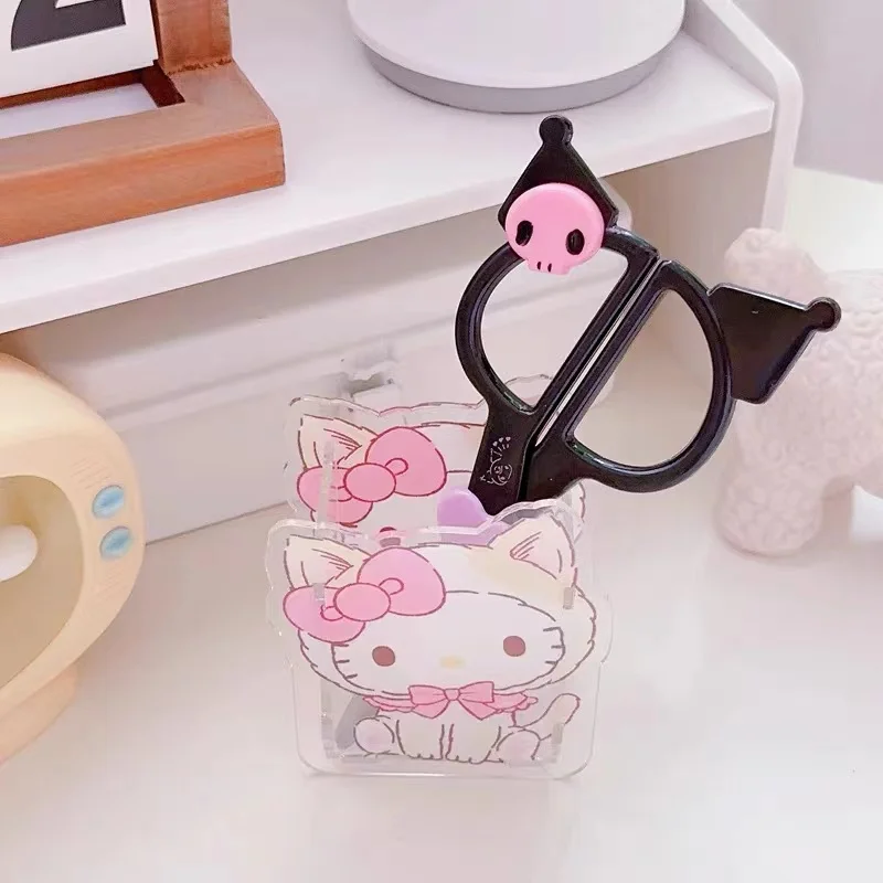 Nowe Kawaii Sanrio Kuromi Cinnamoroll ręcznie robione nożyczki śliczne Melody Art nożyczki dziecięce artykuły papiernicze szkolne materiały biurowe prezenty