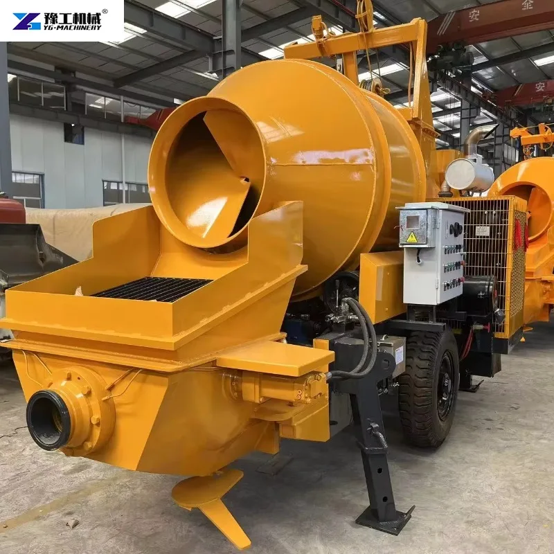 High-quality Trailer-mounted Concrete Mixing Pump Suitable for Construction Operations Integrated Mixing and Conveying Pump