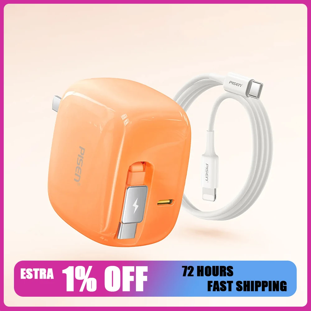 PISEN PISEN Upgraded Telescopic Charger 45W GaN Fast Charger Built Retractable Cable PD Quick Charge Adapter For Laptop Mobile Phone - Aliexpress Deal