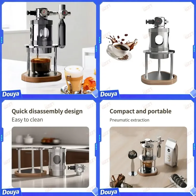 Customized Logo Oem 51mm 58mm High Pressure Extraction Professional Espresso Machine Outdoor Pneumatic Hand Coffee Maker