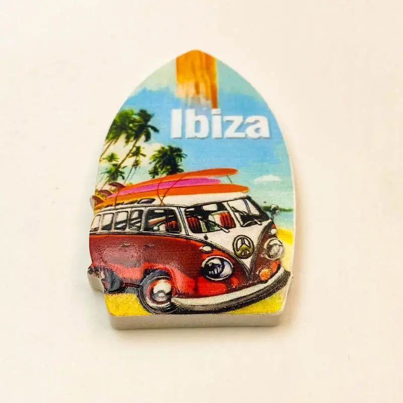 Ibiza Beach Bus tabla de surf imán para nevera recuerdo turístico mediterráneo decoración del hogar regalo