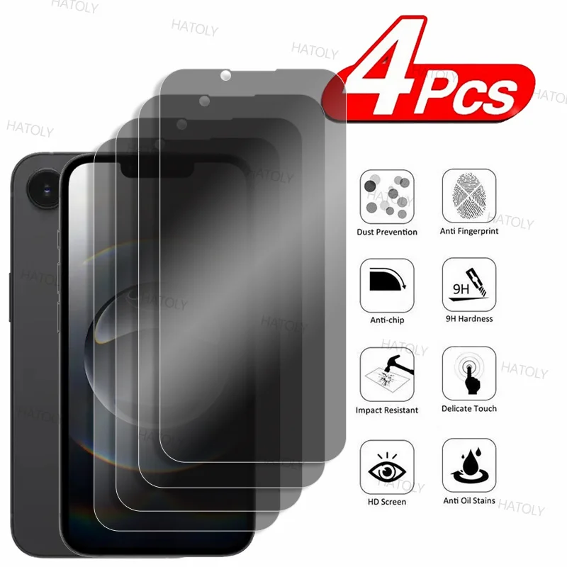 Protector de pantalla de privacidad para iPhone 16e, vidrio antiespía para iPhone 16e 5G, vidrio templado protector de privacidad para iPhone 16e, 2/4 Uds.