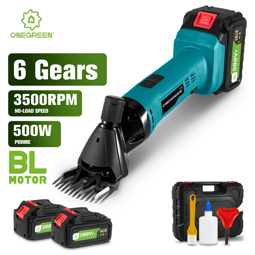 Tondeuse à moutons électrique ONEGREEN 500W 6 vitesses, 13 dents, sans fil, outils de coupe pour ferme, compatible avec batterie Makita 18V