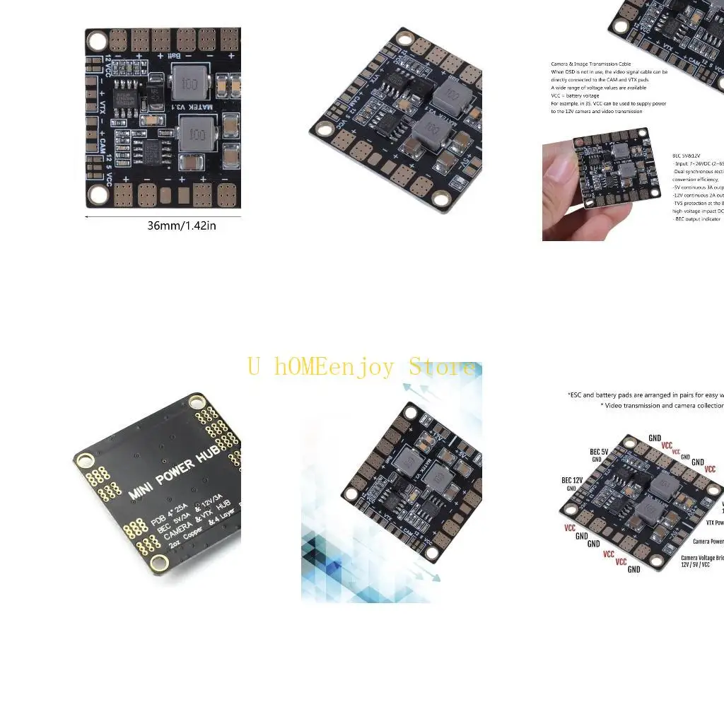 B0KF Matek System Power Distribution Board BEC5V 12V Mini Power Hub Module Board