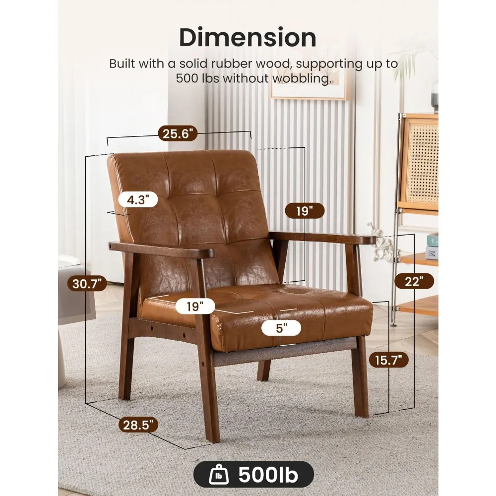 

Mid Century Modern Accent Chairs for Living Room, Comfy Bedroom Chairs for Adults,Small Wide Reading Nook Arm Chair