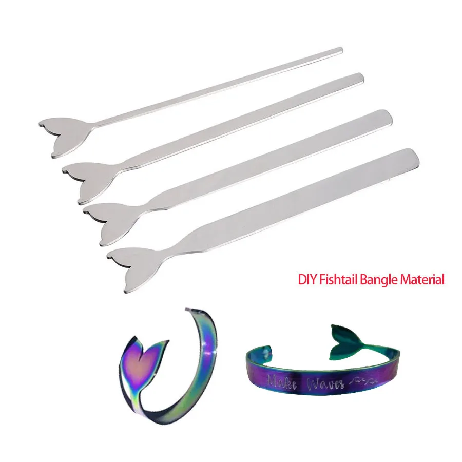 

10pcs/lot stainless steel mermaid tail strip DIY C-shaped opening stainless steel bracelet strip