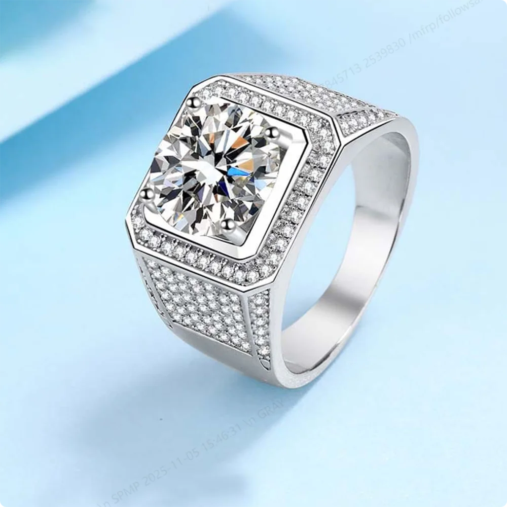 925 الفضة الاسترليني 2 قيراط الزركون الطفل التنفس الزفاف تألق خاتم حبة ديكور حلقة واسعة #4