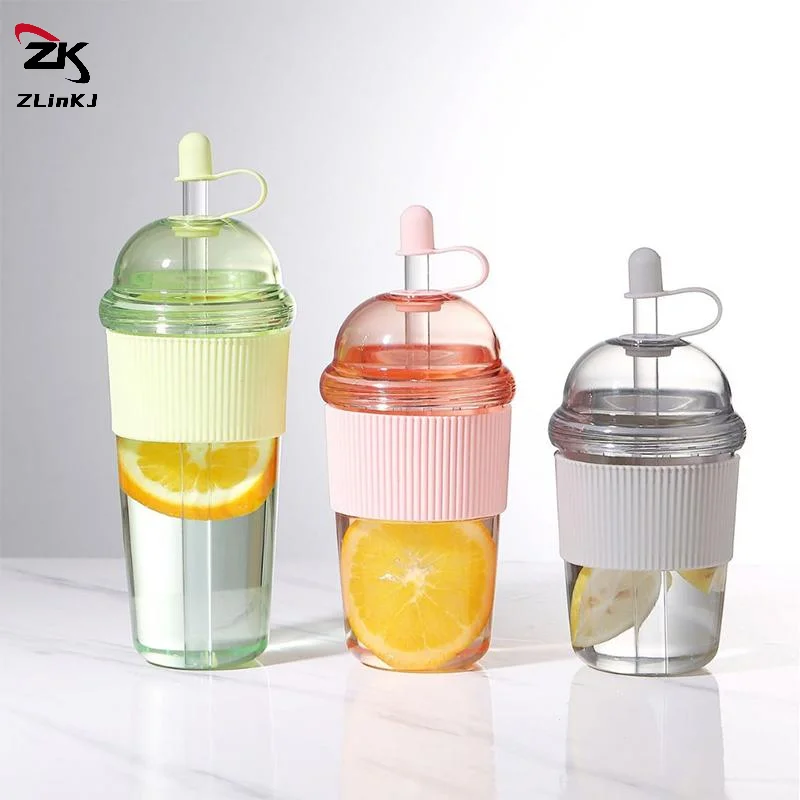 (ZYDD01) 1 قطعة 430/520/630 مللي كوب قهوة شفاف مع غطاء وقش لؤلؤة الحليب الشاي عصير كوب بلاستك للمنزل بار درينكوير