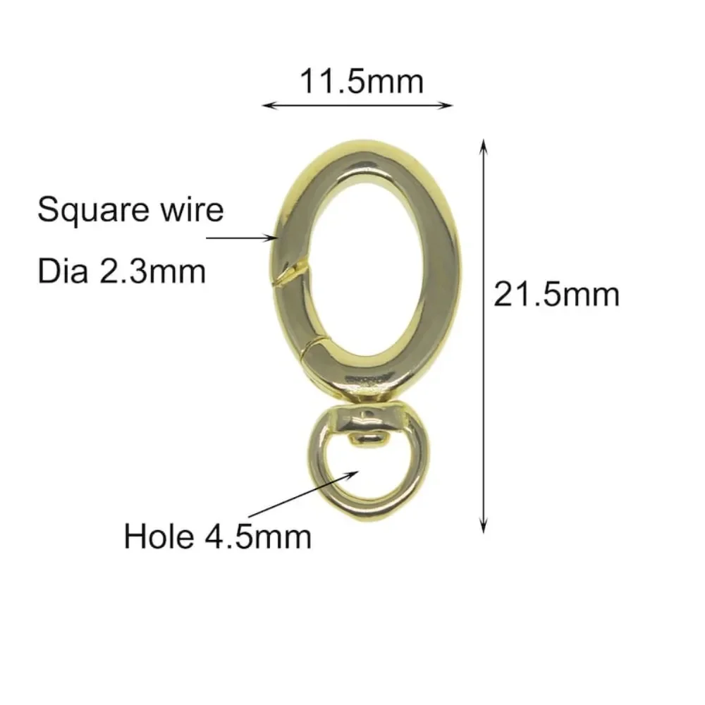 Nuovo Design Corea Mini 21mm Ottone non placcato Orologio da tasca ovale quadrato Clip girevole Catena Chiusura a molla Gancio Gemme di perle fai da te