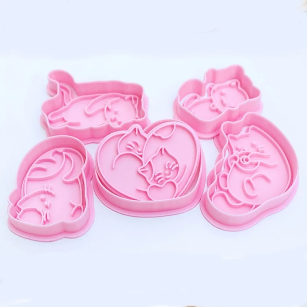 Cute Cat Cookie Cutters Biscuit Mold Stamp Kitchen Baking Pastry Bakeware Dessert Baking Supplies 3