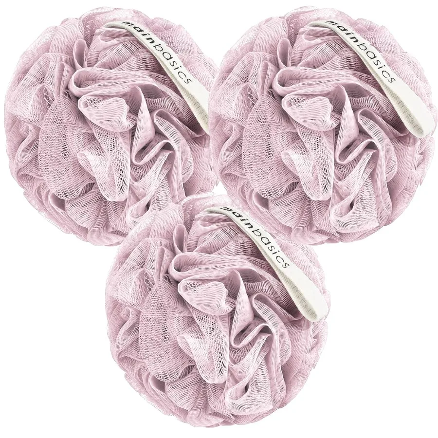 Juego de 3 esponjas de esponja de esponja de lufa para ducha de baño perfectamente rosa, exfoliante corporal para el cuidado diario de la piel, rutina, Ideal para Cl suave