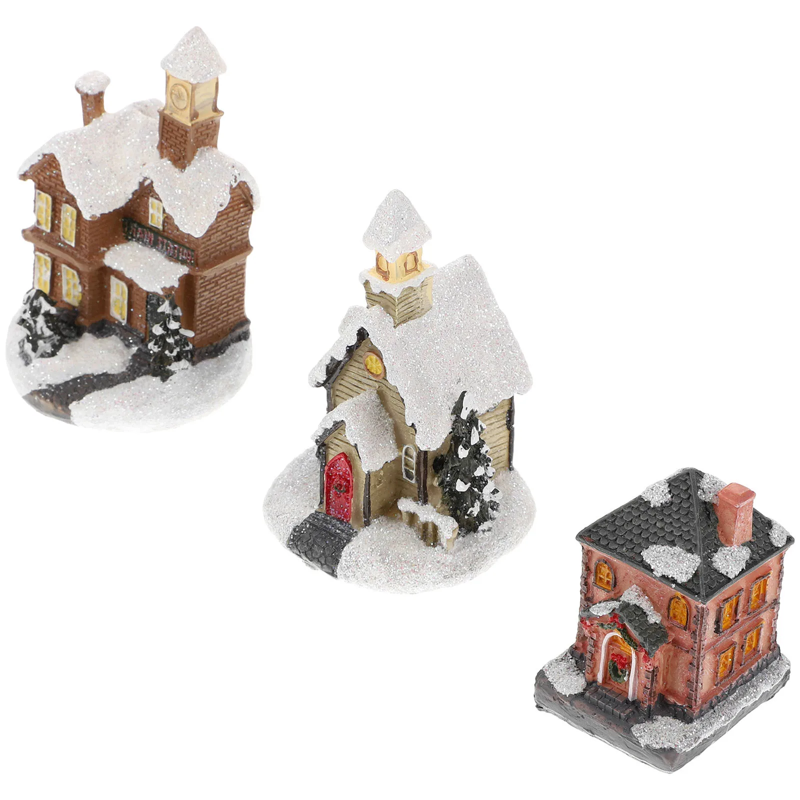 

3Pcs Micro Glow Resin Xmas Home Decor Christmas Desktop Ornament Creative Decorative Accent