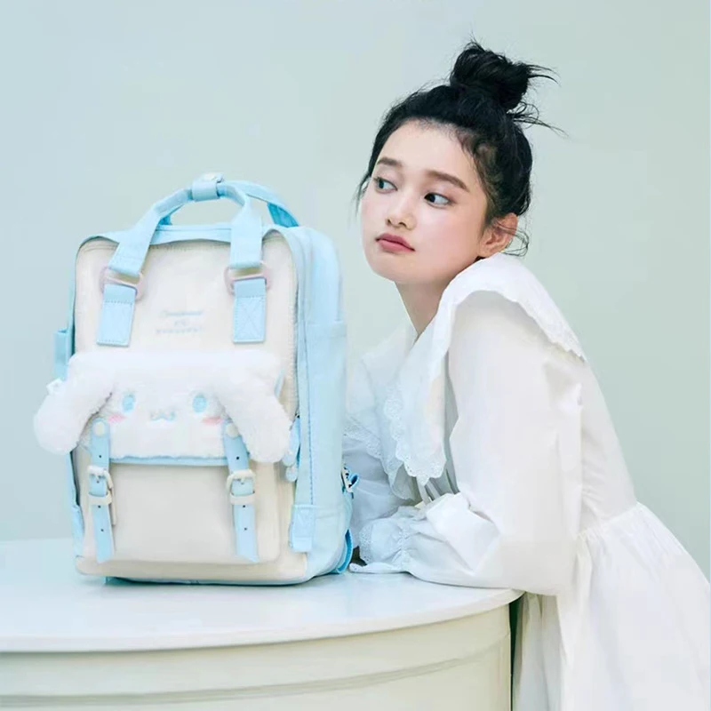 Cute Cartoon Donut Series Cinnamoroll Kuromi Backpack 16L Super Large Capacity Multi-Layer Design Casual Fashion School Bag