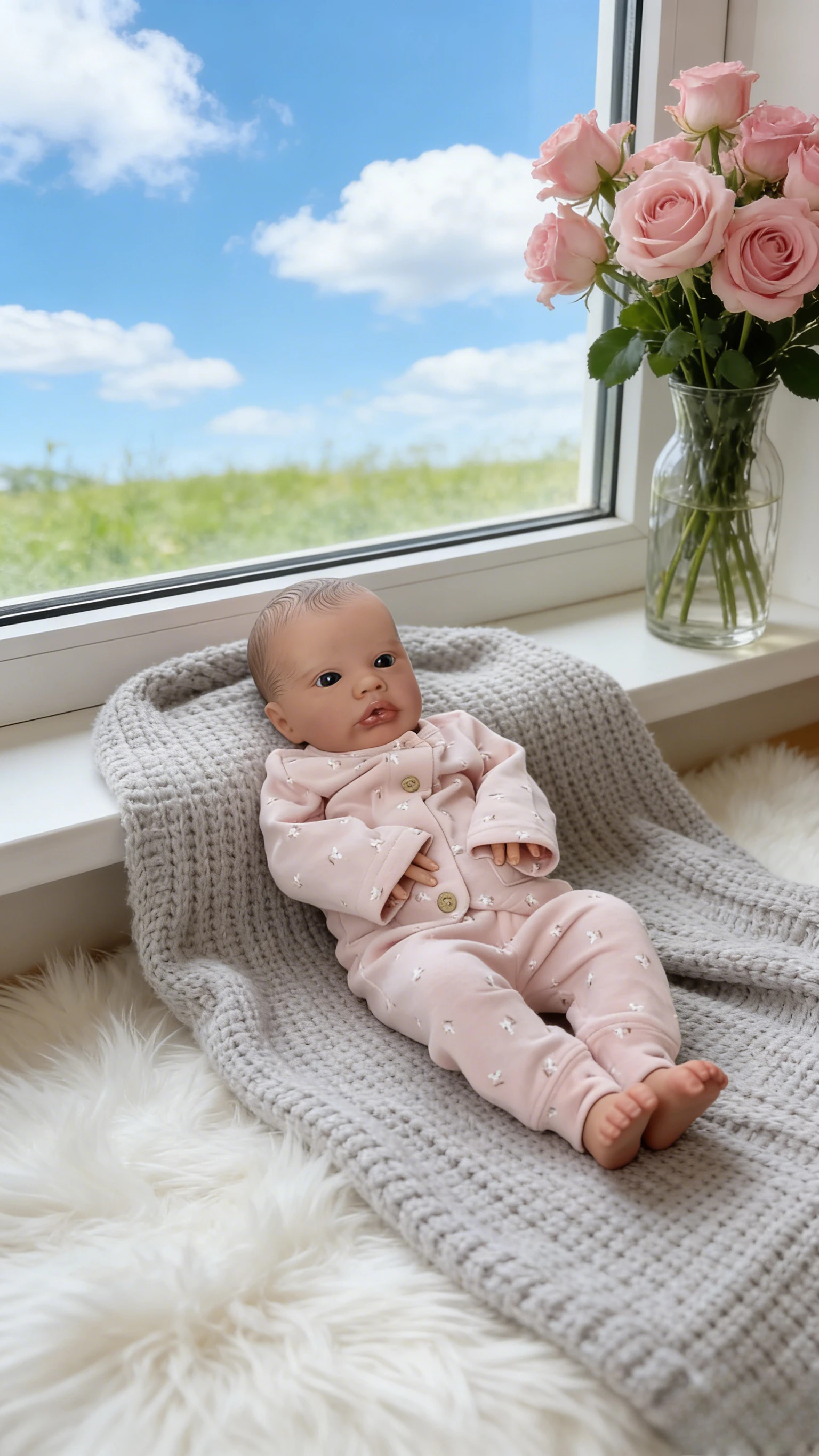 Muñeca Reborn realista de 19 pulgadas Primrose: estilo despierto, cuerpo de tela suave, piel 3D (varios visibles) y pelo dibujado a mano