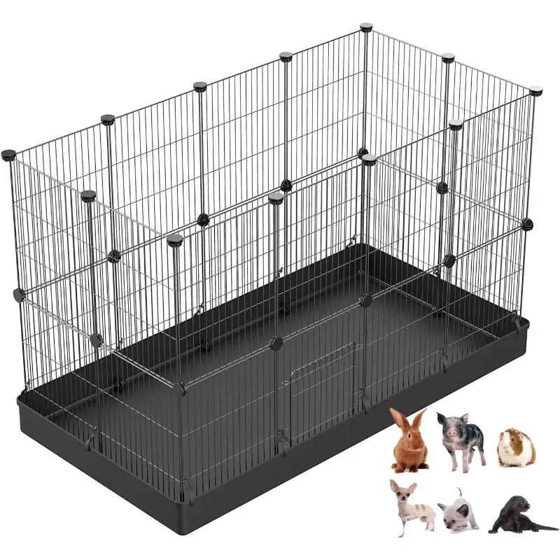 

24pcs DIY Small Animal Pet Playpen with Waterproof Mat, C&C Cage for Puppy Kitten, Rabbit Cage,Guinea PigsGuinea Pig Cag