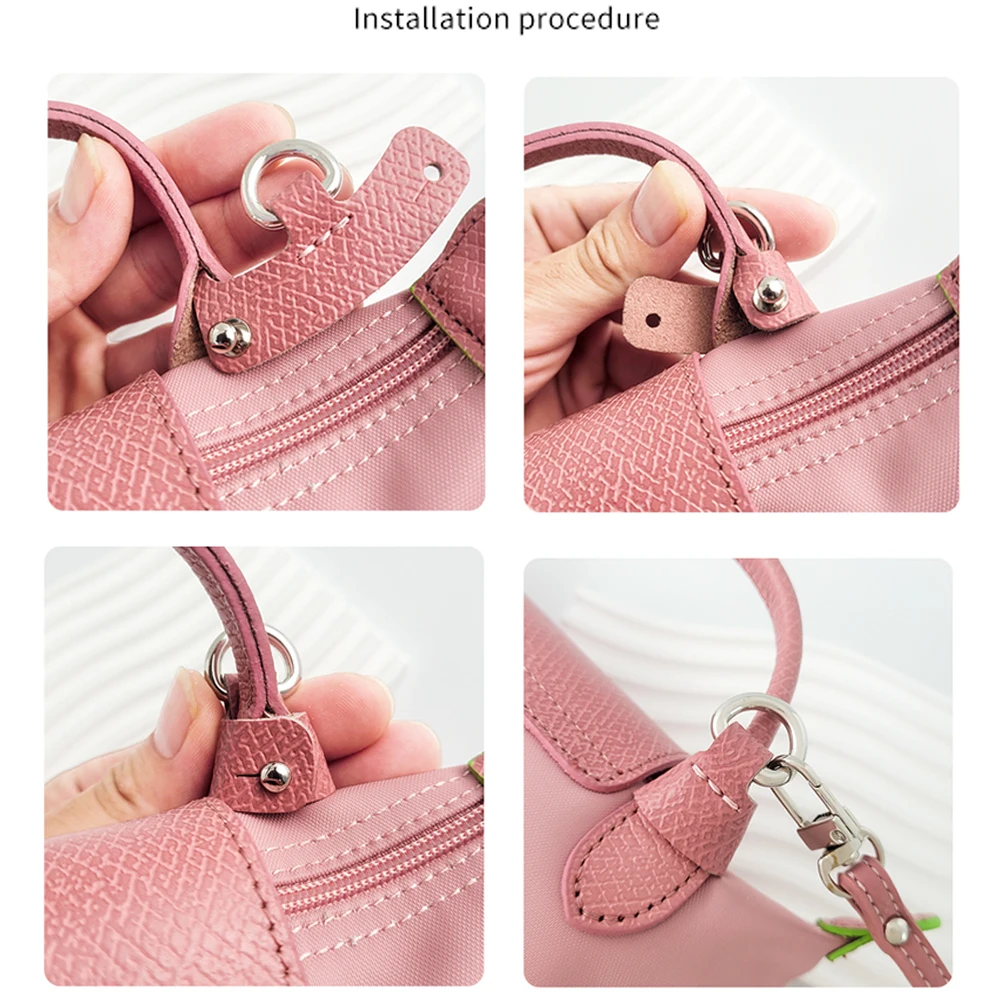 1 Set Bag Strap For Longchamp Mini Punch-free Genuine Leather Shoulder Strap Set Transformation Crossbody Strap mini Storage Bag