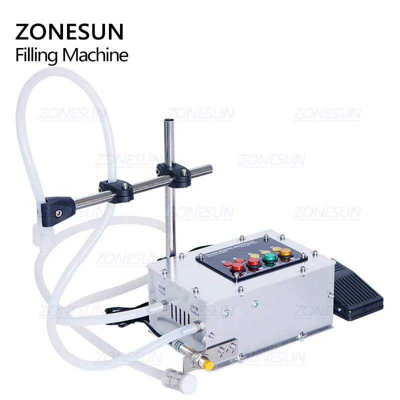 ZONESUN Интеллектуальная индукционная машина для розлива жидкостей, небольшая жидкость, высокоточная термостойкая полуавтоматическая наполнительная машина для сока и молока