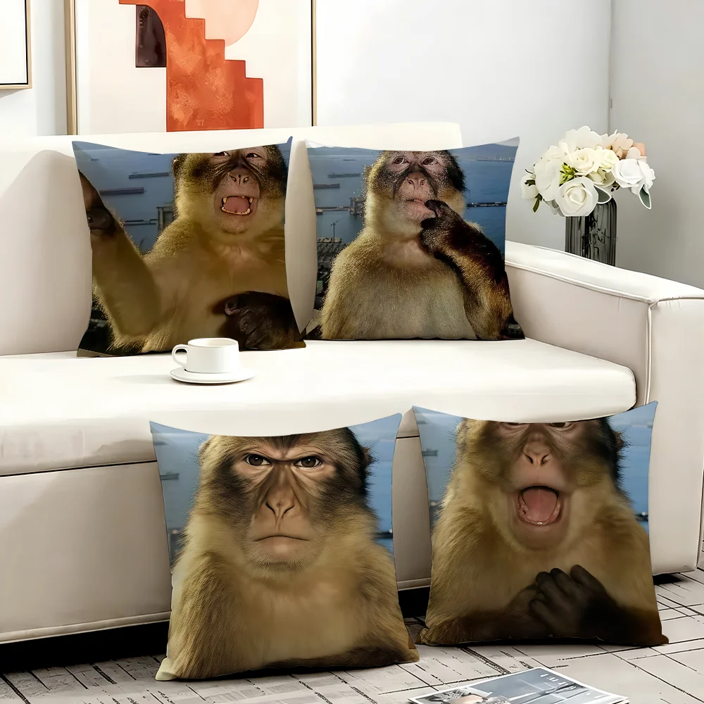 Contemplative Monkey Meme cushion cover Anti-dustmite Sofa Cushion Decorative Office Cover Lounge Area Indoor & Outdoor Use