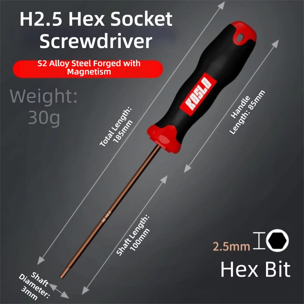 New Internal Hex Hexagonal Screwdriver Straight Shank H2.5/4mm Maintenance Tool Extended Length Hand Tool