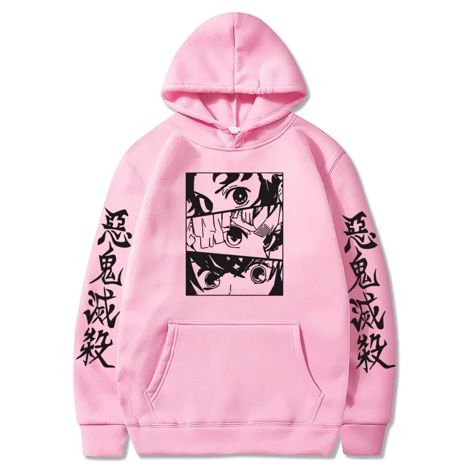 Cartoon Agatsuma Zenitsu Eyes Pullover Top Harajuku Sweatshirt Hot Sale Japan Anime Demon Slayer Kamado Tanjirou Hoodies