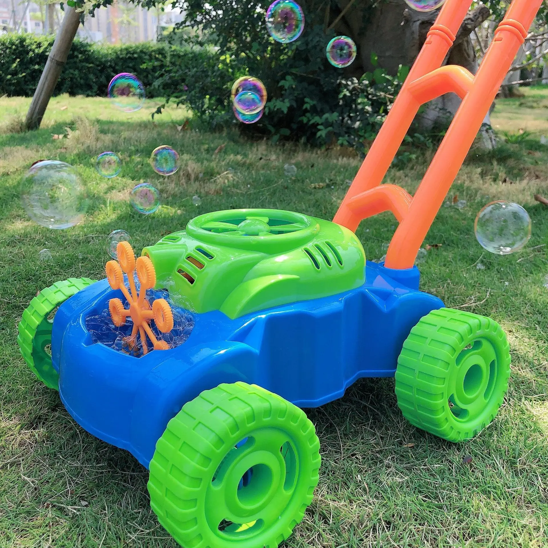 Kids Toy Hand Pushed Fully Automatic Bubble Car Baby Walking Electric Outdoor Bubble Blowing Sailor Push Car