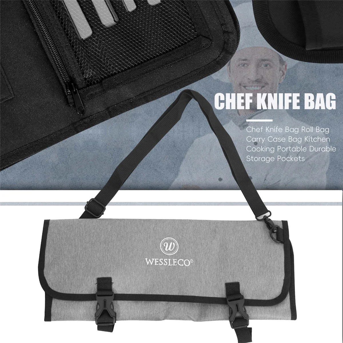 A24I حقيبة سكين الشيف لفة حقيبة حمل حقيبة المطبخ الطبخ جيوب التخزين المحمولة