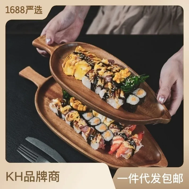 1PCS Serving Wooden Tray Restaurant Western Food Plate Japanese Creative Breakfast Sushi Dessert Fruit