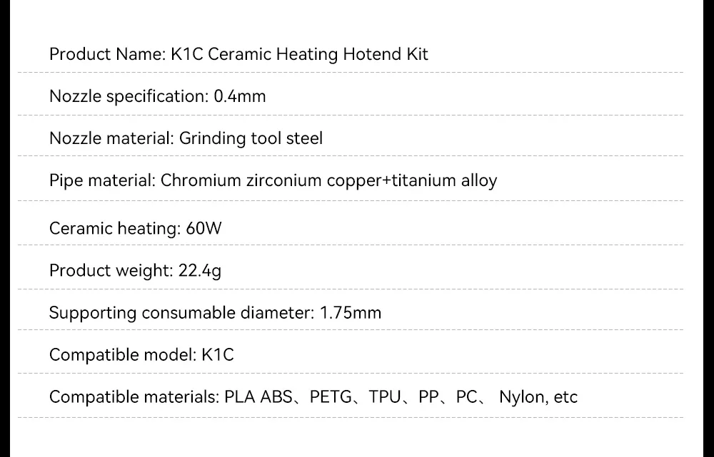 Für Creality K1c Düse K1 Max Gehärtete Stahldüse Schnellwechsel All-in-One High-Flow Bimetall Heatbreak für Ender 3 V3 3D-Drucker – Detail 8