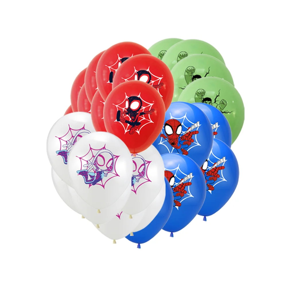 12/24/36pcs Spidey and His Amazing Friends Balloons Superhero Cartoon Balloon for Boys Kids Birthday Party Decor Supplies