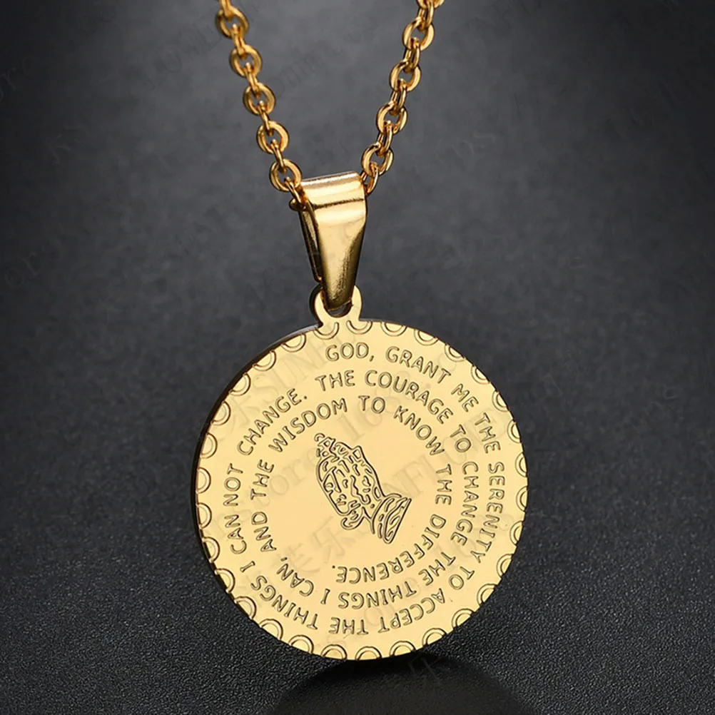 Stainless Steel The Hand Of Prayer Necklace Gold Color Religion Prayer Necklace Jewelry Gift