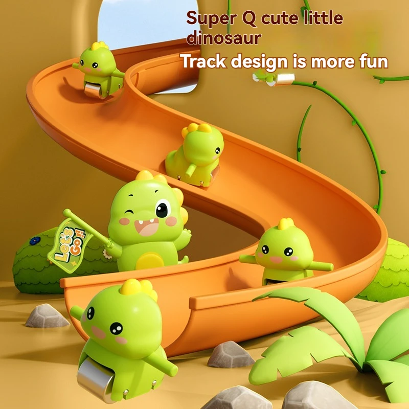 Hot New Dinosauro Scala Arrampicata Luci lampeggianti e musica Montagne russe Pista Giocattolo Genitore Bambino Giocattoli interattivi per scale mobili