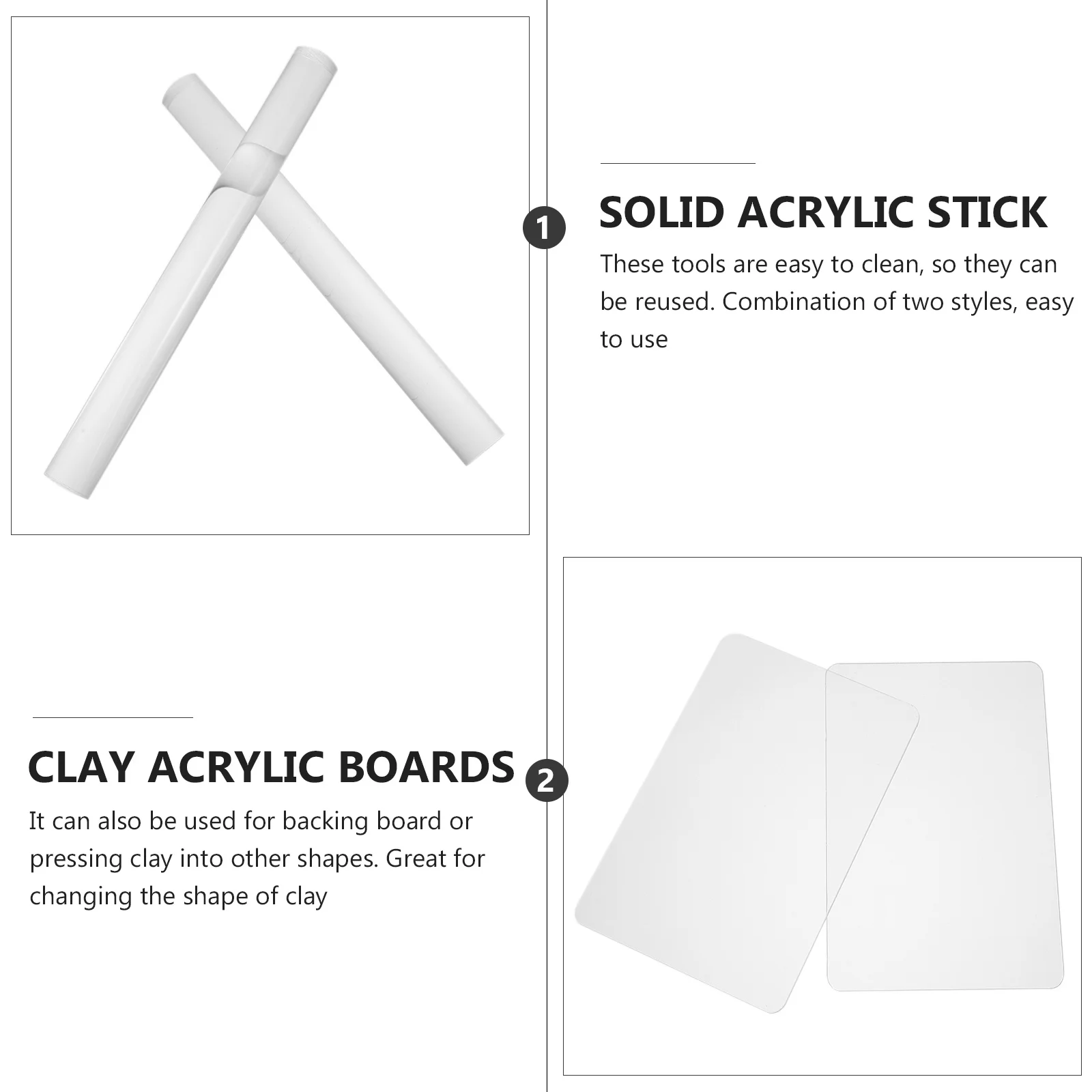 

4Pcs Acrylic Clay Tools Set Durable Nonstick Rolling Board Adjustable Thickness DIY Polymer Clay Rolling Kit for Handmade Craft