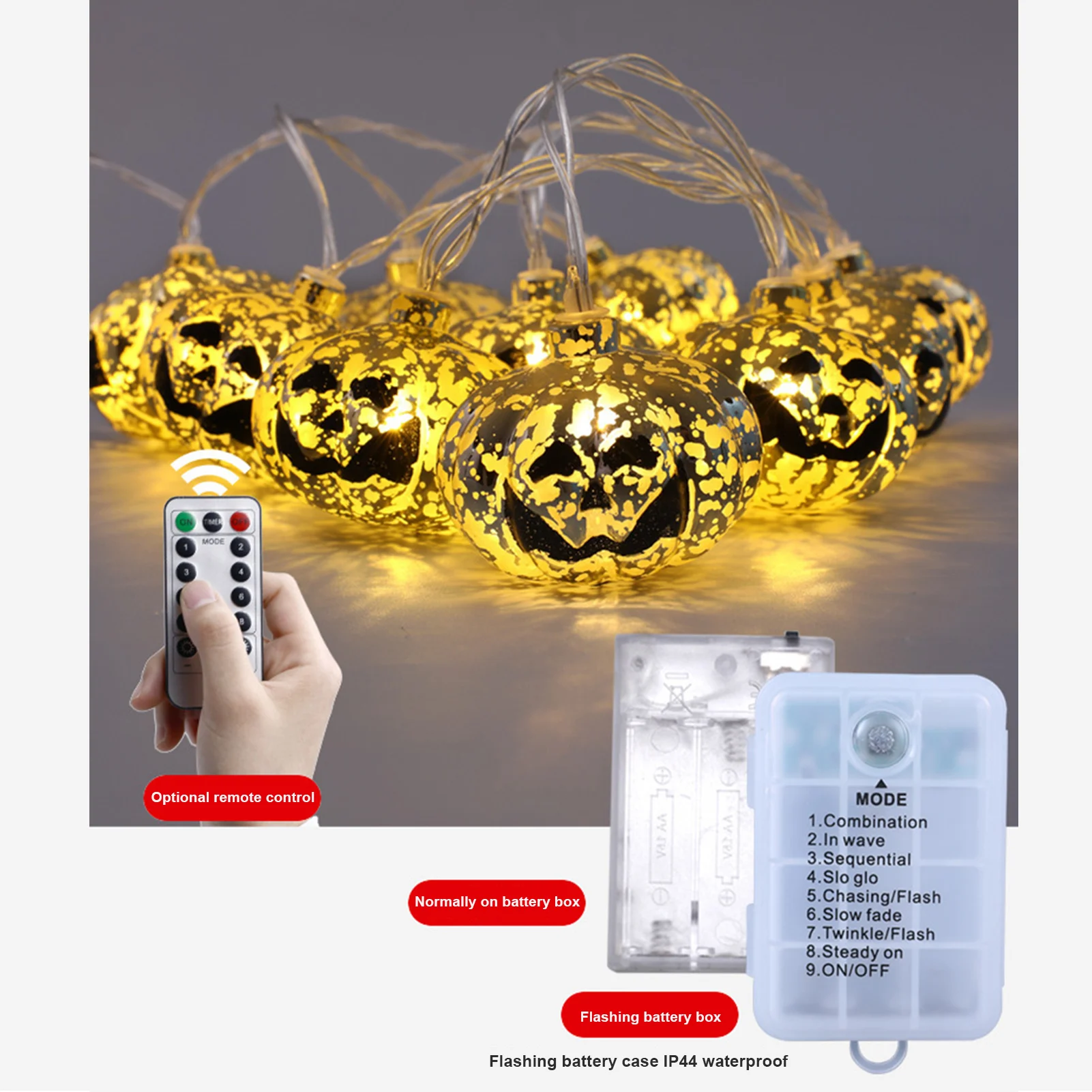 Halloween Pumpkin Hanging String Lights Simulation Halloween Pumpkin Decorative Props for Haunted House Decoration