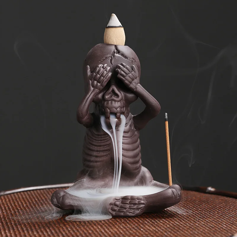 1pc Waterfall Incense Burner Halloween Skeleton Backflow Incense Burner Home Decor Creative Aromatherapy Gift (Without Incense) view 5