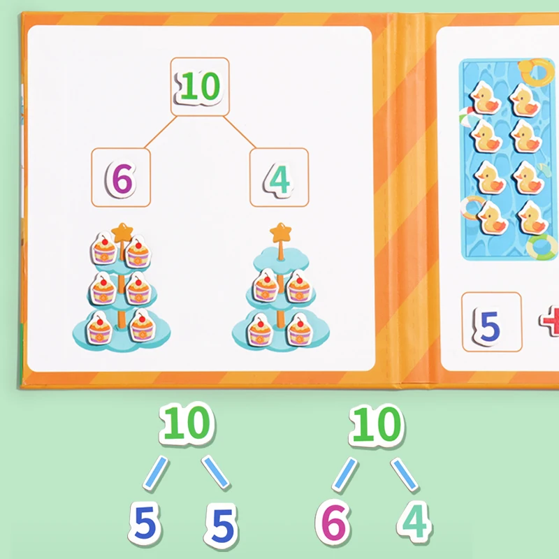 Magnetyczna książka edukacyjna: Układaj przedmioty, aby ćwiczyć dodawanie, odejmowanie i rozpoznawanie liczb — dzieci odkrywają przyjemność nauki.