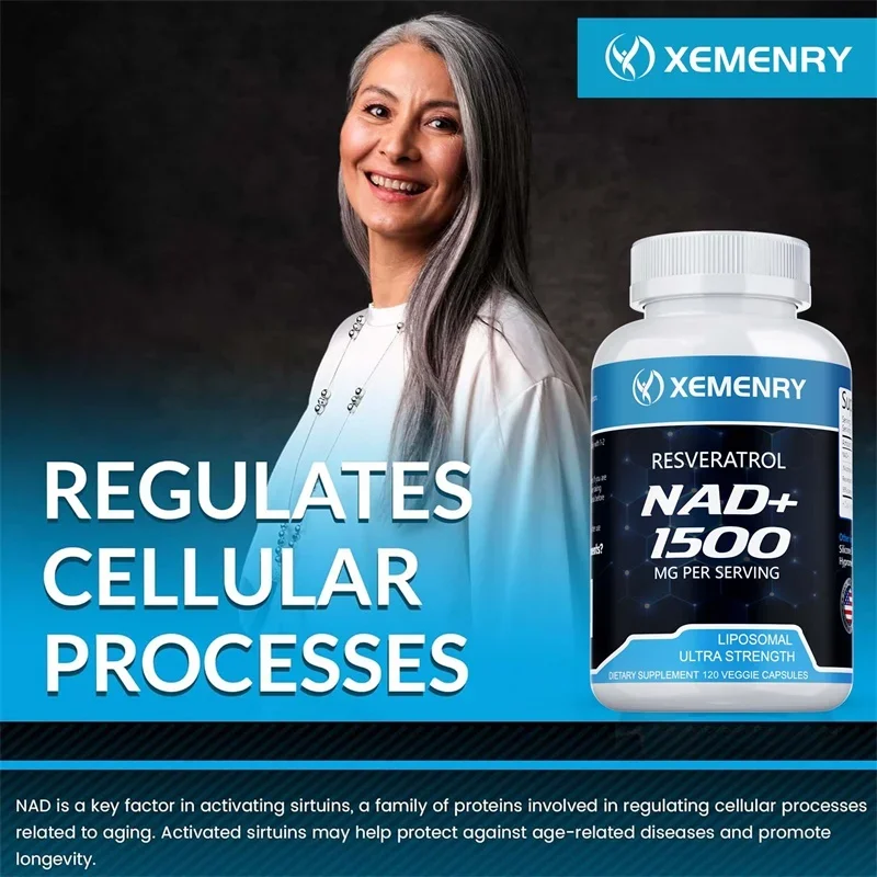 อาหารเสริม NAD+ - มีเรสเวอราทรอลเพื่อสนับสนุนสุขภาพเซลล์ การซ่อมแซม DNA การผลิตพลังงาน ต่อต้านริ้วรอย และเสริมสร้างภูมิคุ้มกัน