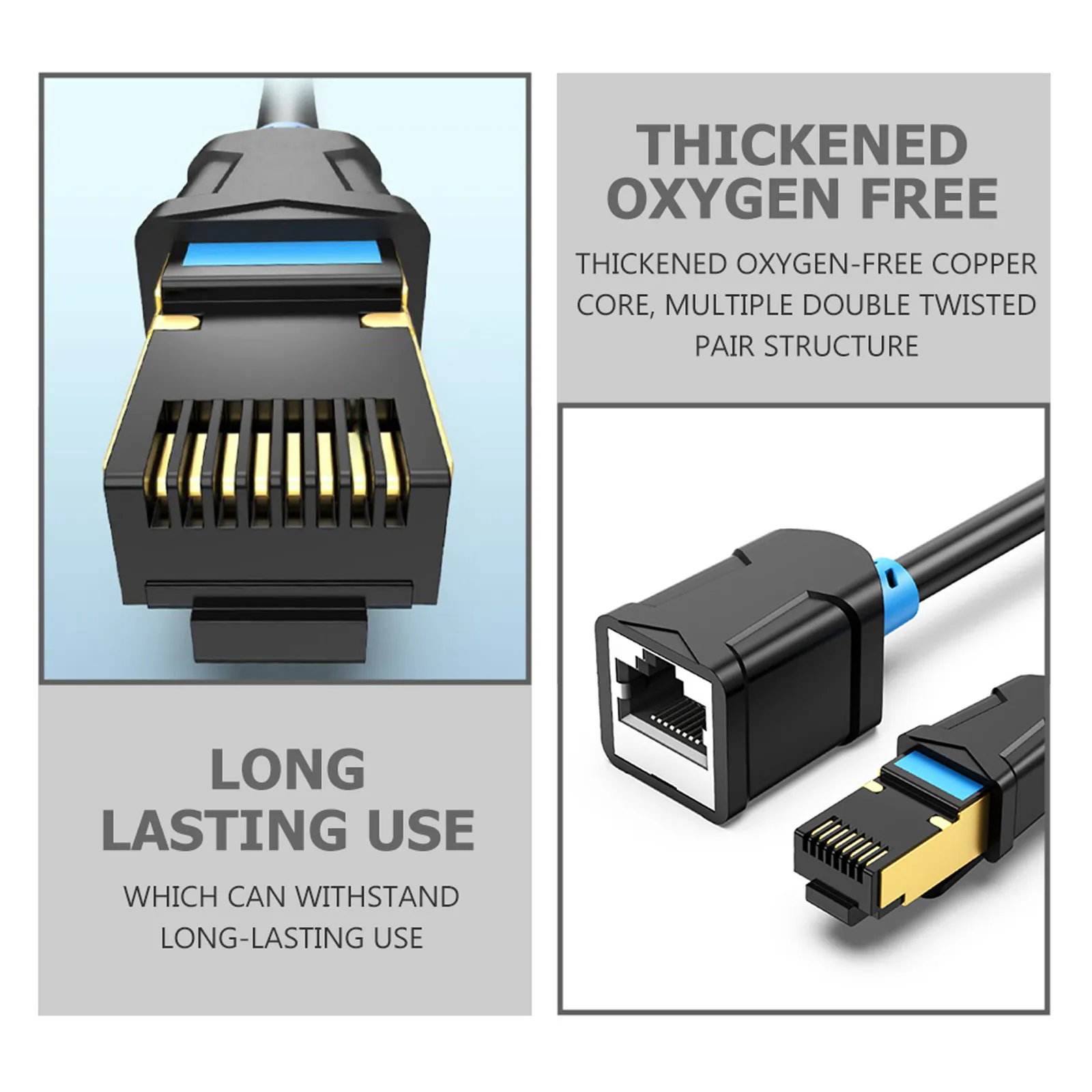 Rj45 Male to Female Cat6 Ethernet Extension Cable 0.5m Double Shielded High-Speed Network Cable for Gaming Streaming Desktop