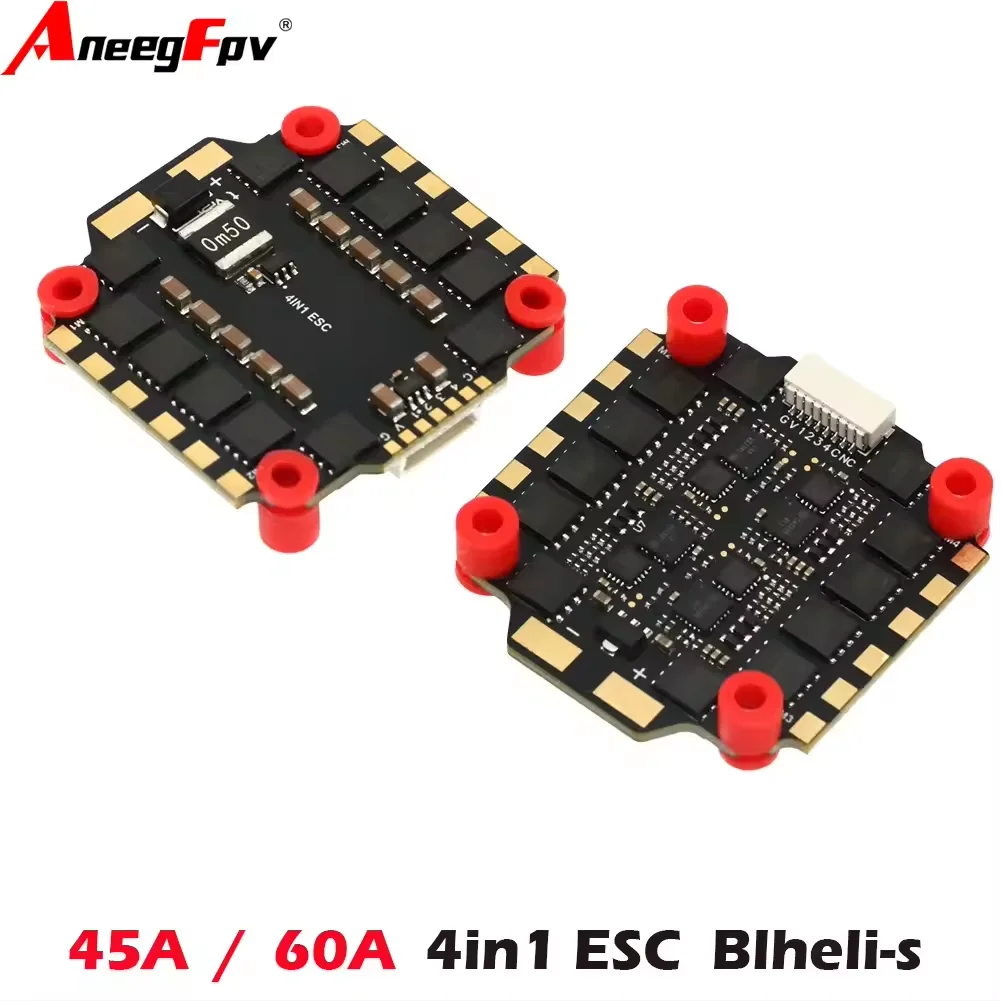 AneegFpv 45A / 65A 4in1 ESC BLHeli_s 2-6S Lipo لنموذج طائرة سباق بدون طيار 5 بوصة 7 بوصة 10 بوصة حرة FPV