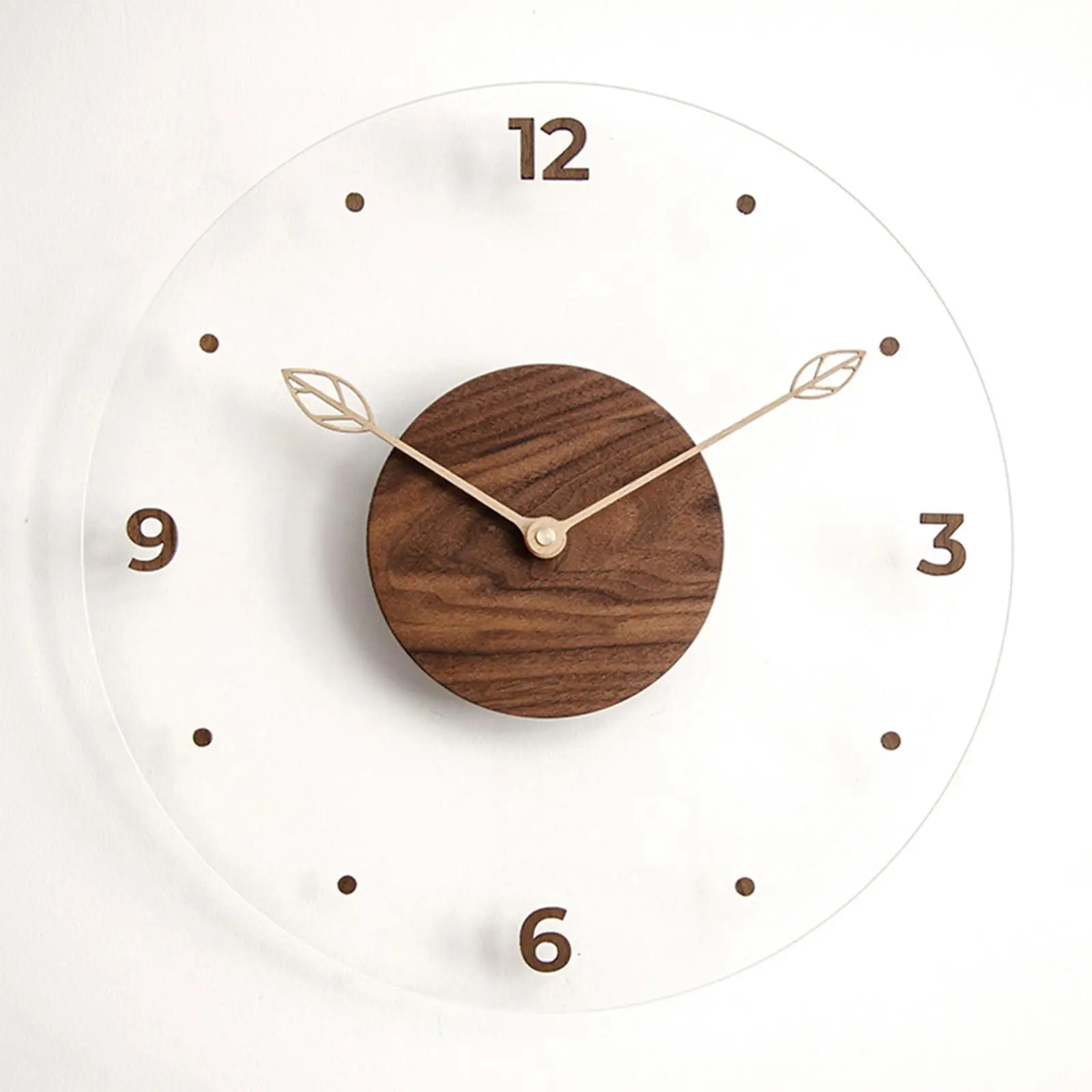 Silent Wall Clock for Living Room Decor 12 Inch Round Modern Wood Frame Battery Operated Hanging Clock for Kitchen Office