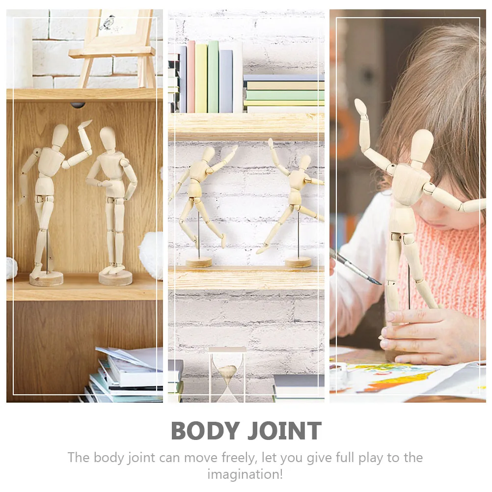 

2 Pcs Joint Ornaments Hand Figure Model Puppet Kit Man Unfinished Wood Crafts Decoration Toy Jointed Adornment