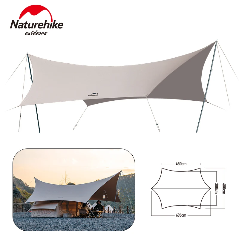 Naturehike Large Camping Tarp 8-10 Person Butterfly Canopy Waterproof Sunshade Outdoor Sun Protection for Cotton Tent DURABING