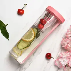 700ml Fruit Infuser Water Bottle Plastic Water Bottle with Straw Lemon Juice Bottle Portable Outdoor Fitness Drinking Bottles