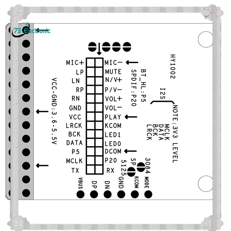 24-Hour Delivery QCC5125 Bluetooth 5.1 Stereo Audio Module DC 3.6-5.5V LDAC Lossless I2S Output APTX/APTXLL/APTXHD+Antenna