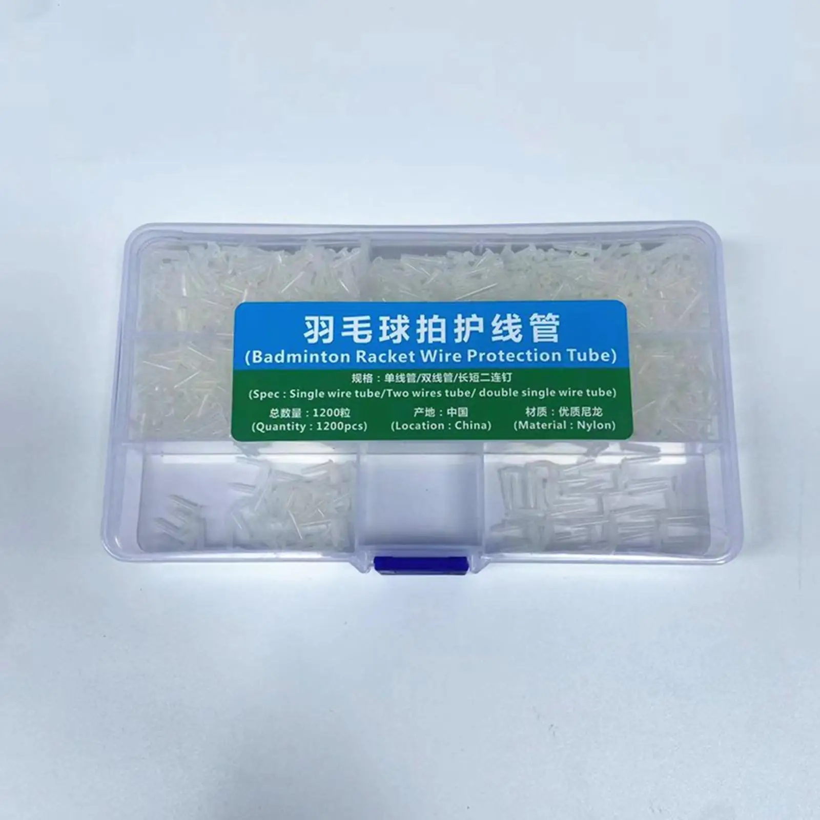 Nylon Badminton Grommet Replacement Set with Storage Box String Protection Tubes for Racket Collector