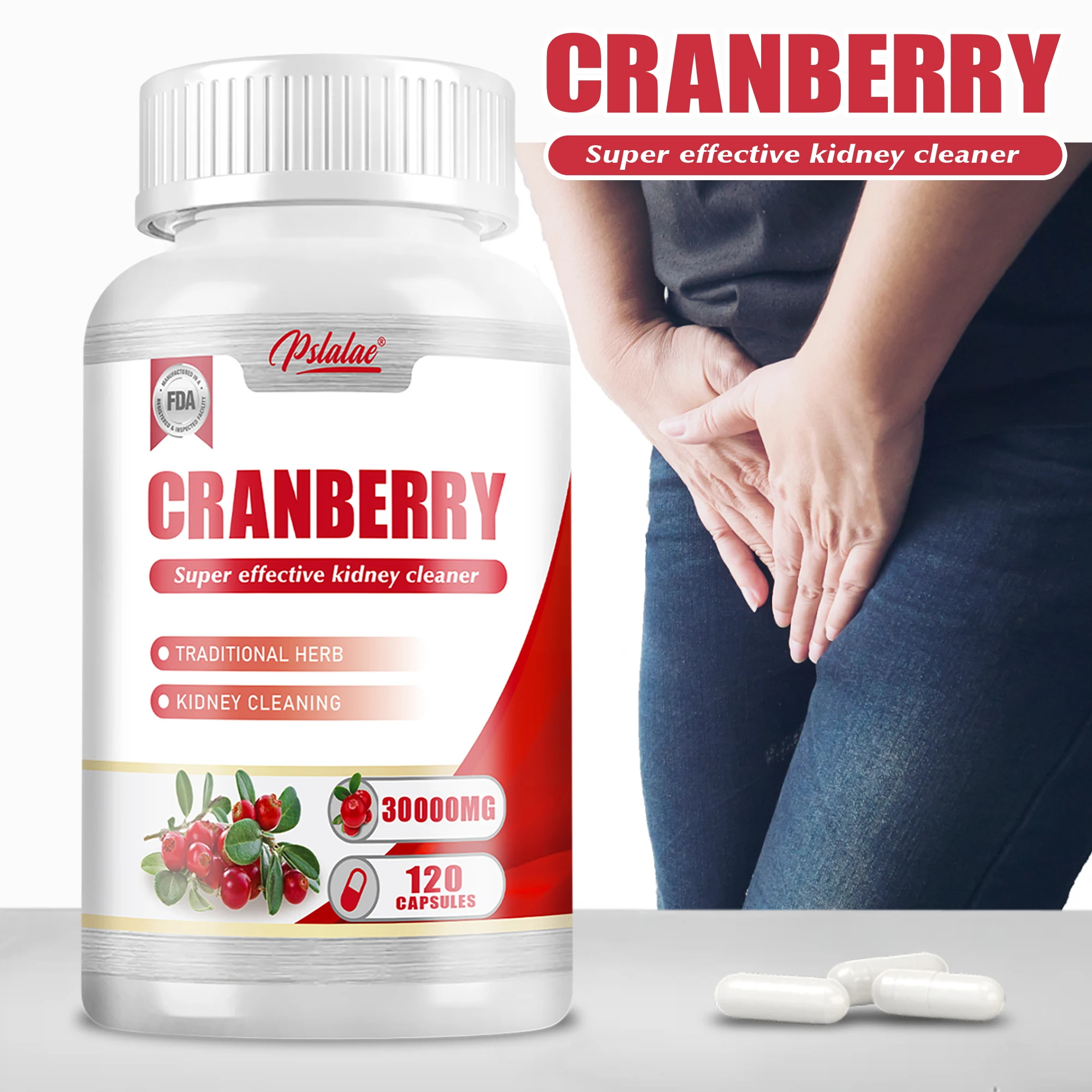 Cranberry - Rich In Vitamin C - Prostate Support, Bladder Health,Urinary Tract Health, Antioxidant - 120 Capsules
