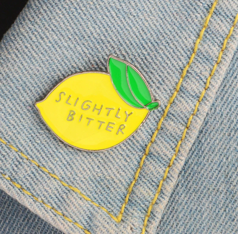 Kids friends Fruit icons Pins Badge Button Lapel Pins for Clothes cap bag Lemon enamel Pins SLIGHTLY BITTER Pines Gift for