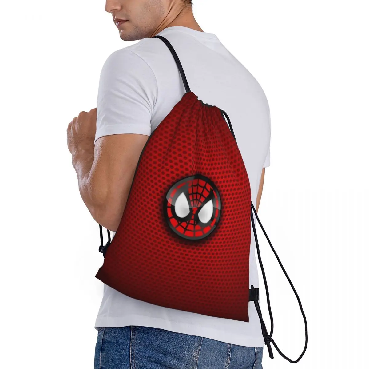 Bolsa con cordón y logotipo de patrón personalizado, mochila de viaje de Spider Man, bolsa de almacenamiento para estudiantes, Bolsa Escolar ꦫ