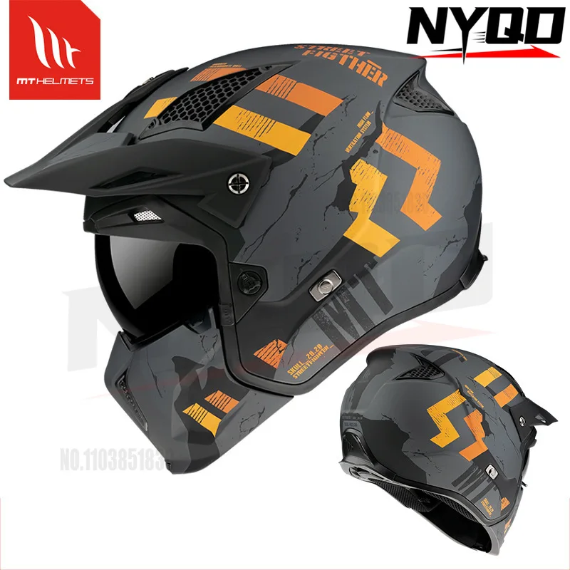 MT Street Fighter Motorcycle Helmet Motorcycle Retro Half Helmet Detachable Modular Helmet motorcycle accessories casco moto